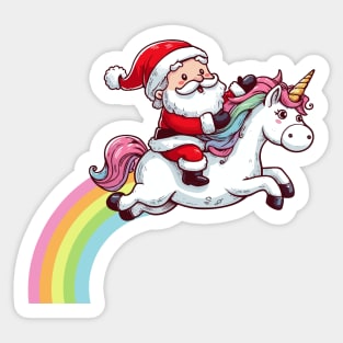 Santa Riding Unicorn Sticker